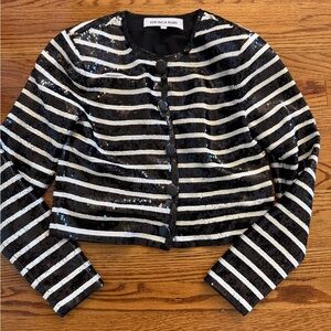 Veronica Beard Mickey Sequined Striped Jacket